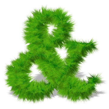 Conceptual green grass 3D font isoalted