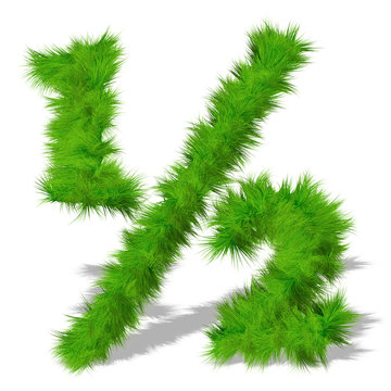 Conceptual green grass 3D font isoalted