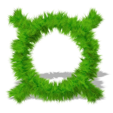 Conceptual green grass 3D font isoalted