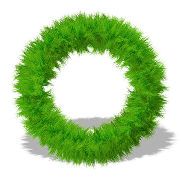 Conceptual green grass 3D font isoalted