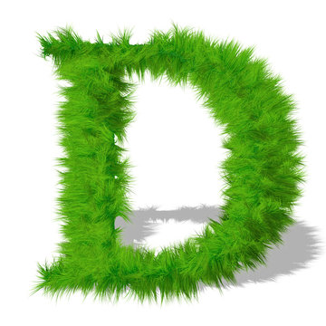 Conceptual green grass 3D font isoalted