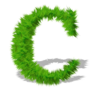 Conceptual green grass 3D font isoalted