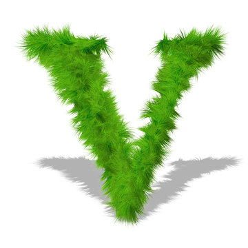 Conceptual green grass 3D font isoalted
