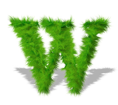 Conceptual green grass 3D font isoalted