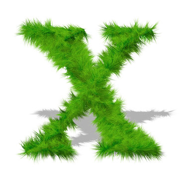 Conceptual green grass 3D font isoalted