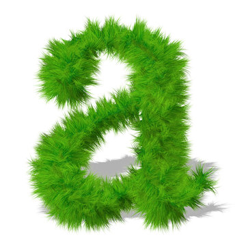 Conceptual green grass 3D font isoalted