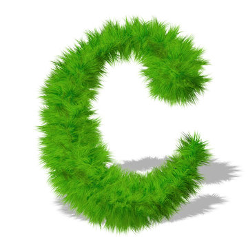 Conceptual green grass 3D font isoalted