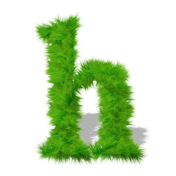 Conceptual green grass 3D font isoalted