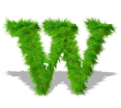 Conceptual green grass 3D font isoalted
