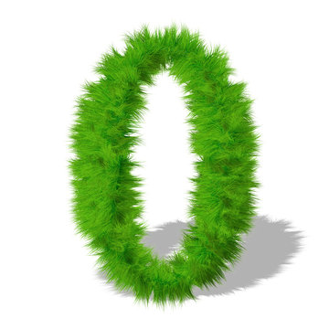 Conceptual green grass 3D font isoalted