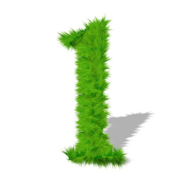 Conceptual green grass 3D font isoalted