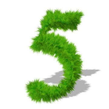 Conceptual green grass 3D font isoalted