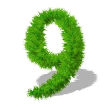Conceptual green grass 3D font isoalted
