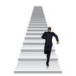 © high_resolution - Conceptual 3D business man running or climbing white stair isolated