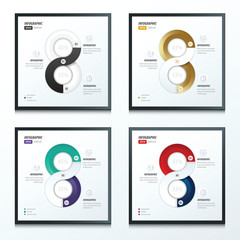 eight circle infographic 2 color  set 4 styles