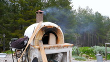 Brick, Clay Oven Fire Outdoor In Forest Garden Background