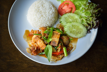 Wall Mural - Stir-fried Crispy Pork with rice