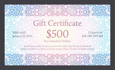 Wall Mural - Gift certificate with bubble texture in background