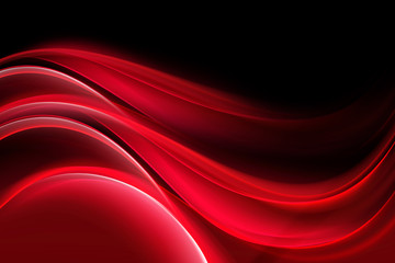 Poster - Red Abstract Waves Art Composition Black Background