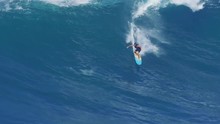 MAUI, HAWAII.  January, 15 2016: Big Wave Surfing. Surfers Ride Giant Ocean Waves At Jaws. EDITORIAL USE