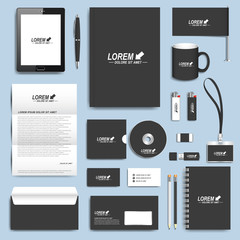 Poster - Black set of vector corporate identity templates. Modern business stationery design