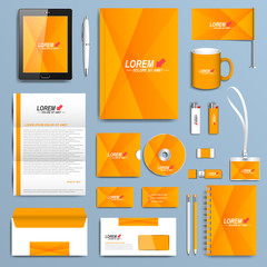 Poster -  Yellow set of vector corporate identity templates. Modern business stationery design
