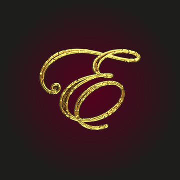 e vector golden letter