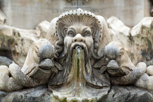  Close Up Of  Fountain Of The Pantheon (Fontana Del Pantheon)  At Piazza Della Rotonda .. Rome,  Italy