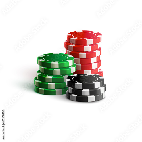 Fotografía casino chips isolated on white realistic theme