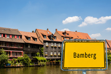 Klein Venedig Bamberg mit Ortstafel