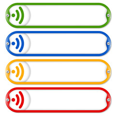 Poster - Four buttons for entering text with screws and feed icon