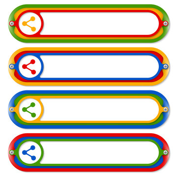 Four colored frames for any text with share symbol