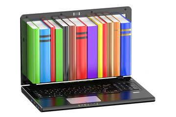 Poster - Laptop computer with colored books