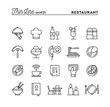 © lessnik - Restaurant, phone ordering, meal, receipt and more, thin line icons set