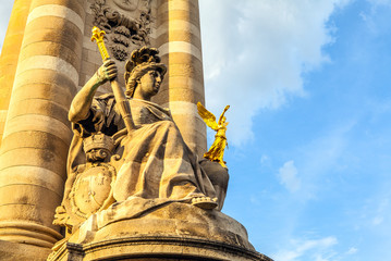 Sculpture on Alexandre III bridge in Paris