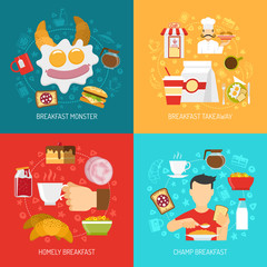 Poster - Breakfast Concept Icons Set 