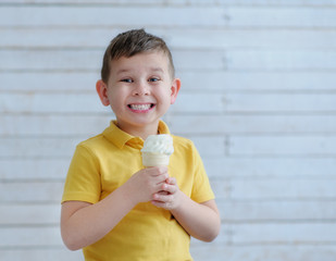 the boy eating ice cream