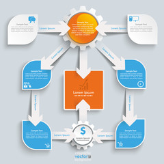 Canvas Print - Paper Arrows Big Flowchart Infographic