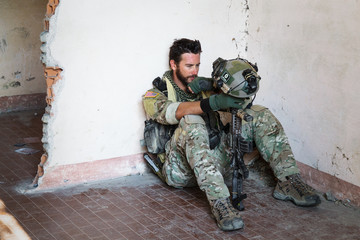 Wall Mural - Pensive American Soldier