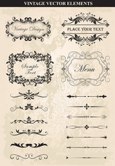 Decorative vintage frames and borders set vector