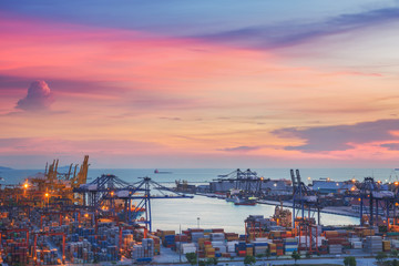 Wall Mural - Landscape from bird view of Cargo ships