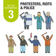 Коллекция элементов для инфографики и иллюстрации на тему: протесты, беспорядки