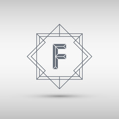 Aufkleber - Letter F logo icon design template. F letter outline monogram. Vector illustration.