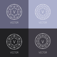 Aufkleber - Vector set of abstract jewelry logo design templates