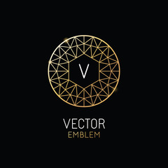 Poster - Vector abstract luxury logo design template in trendy linear sty