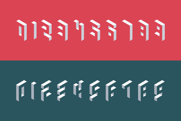Poster - Collection of the isometric numbers. Three-Dimensional elements. Vector illustration.