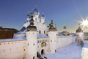 Wall Mural - The Kremlin of Rostov the Great in winter, top view, Russia