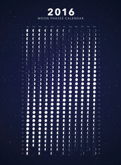 Wall Mural - 2016 moon phases calendar vector