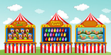 Three Game Boothes At The Circus