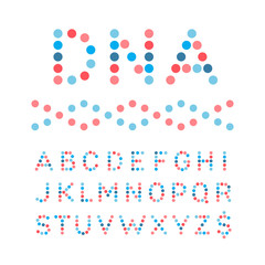 Poster - Rounded font. Vector alphabet with dots effect letters.